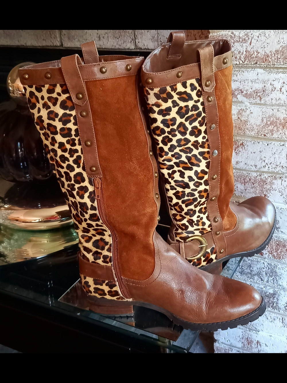 Leopard🐅 Brown Riding Boots - Picture 8 of 15